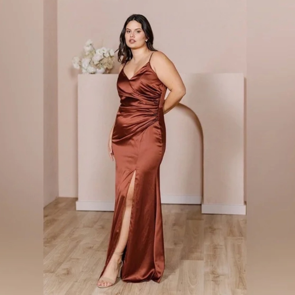 Revelry Rory Satin Dress Color Cinnamon Rose, Size 10